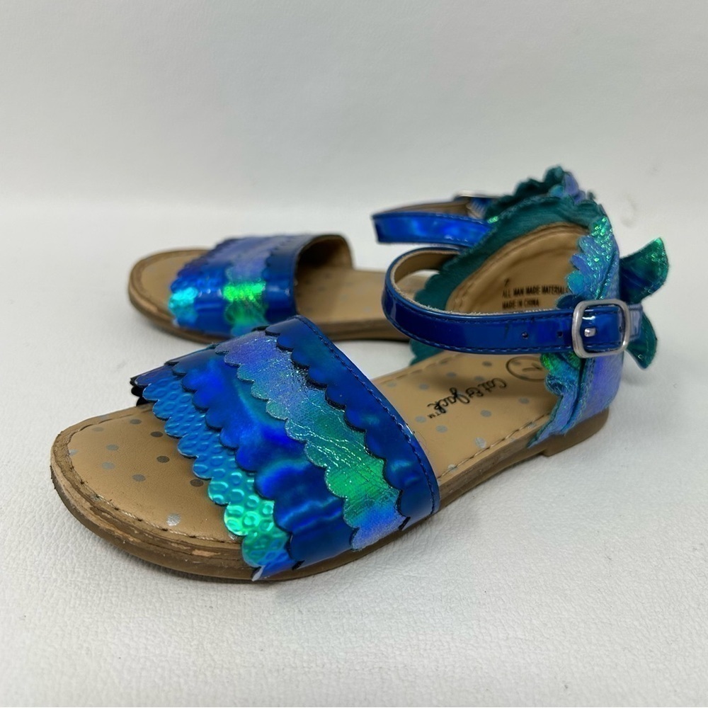 Cat & Jack Blue Metallic Mermaid/Fish Open Toe Sandal RN#17730, Baby Girls 7